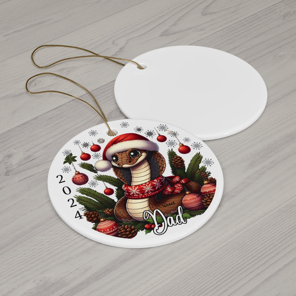 Personalized Name Snake Mom Dad Christmas Ornament Custom Reptile Gifts for Zoologist Anaconda with Name for Snake Lover Holiday Decoration