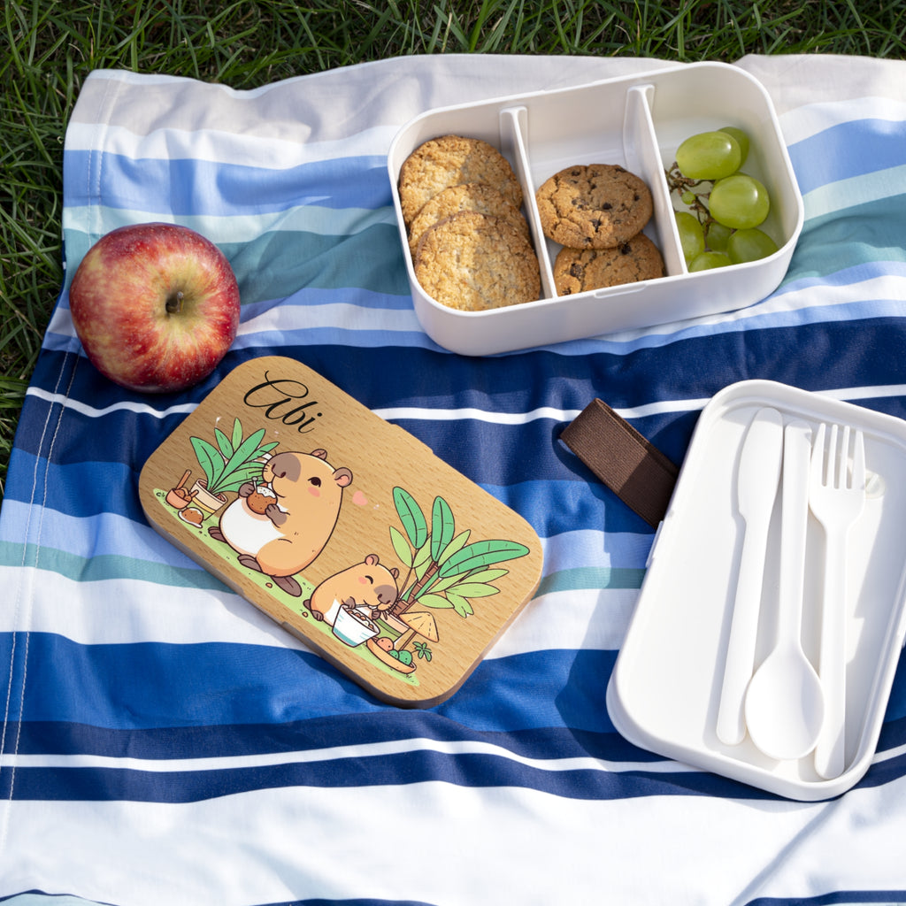 Cute Personalized Capybara Bento box for coworker - Custom Name Rodent Lunch Box Gift for Kids and Adults