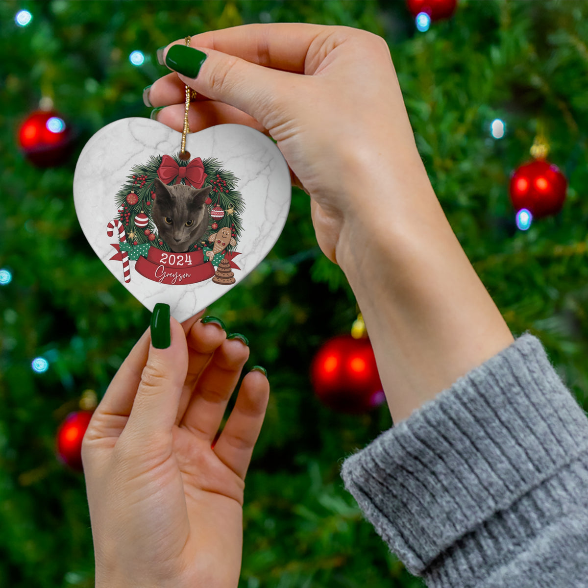 Custom Cat Photo Portrait Ornament Gift for kitten Lover