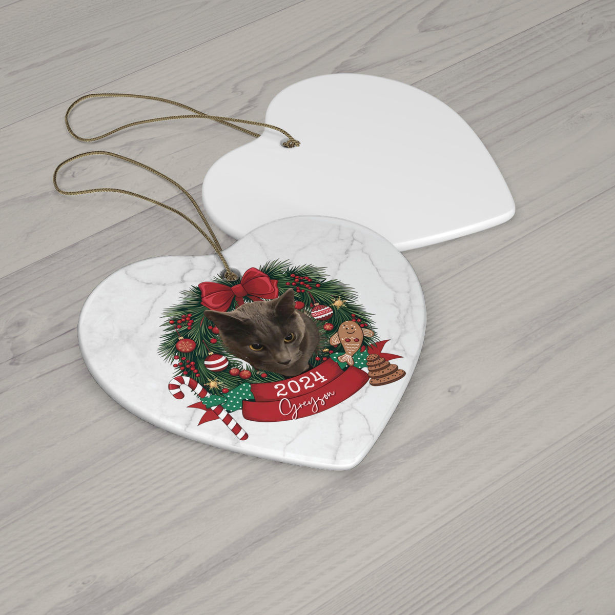 Custom Cat Photo Portrait Ornament Gift for kitten Lover