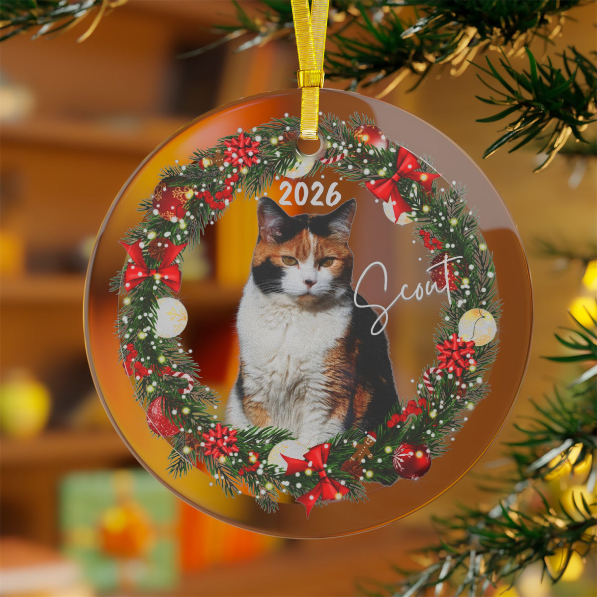 Personalized Calico Cat Christmas Ornament 2026- Calico Lover Gifts For Pet Christmas Decor
