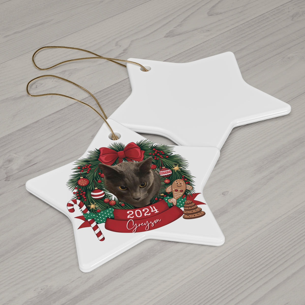 Custom Cat Photo Portrait Ornament Gift for kitten Lover