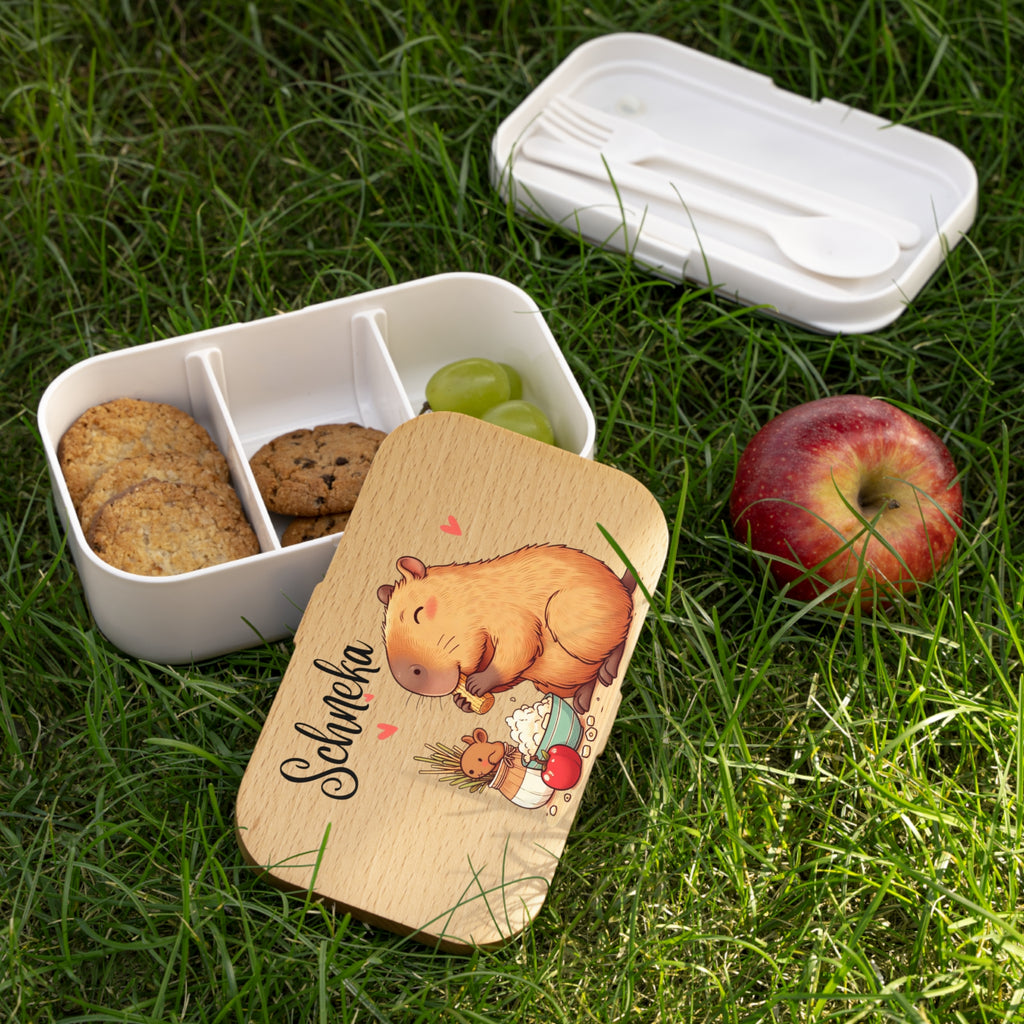 Personalized Wooden-Style Kids Lunchbox- Custom Name Bento Box Gift For Coworker
