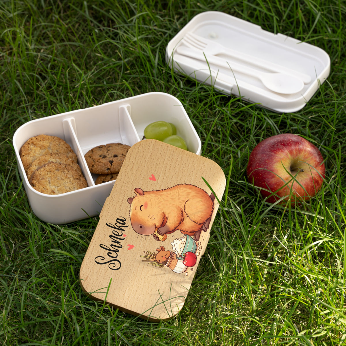 Personalized Wooden-Style Kids Lunchbox- Custom Name Bento Box Gift For Coworker