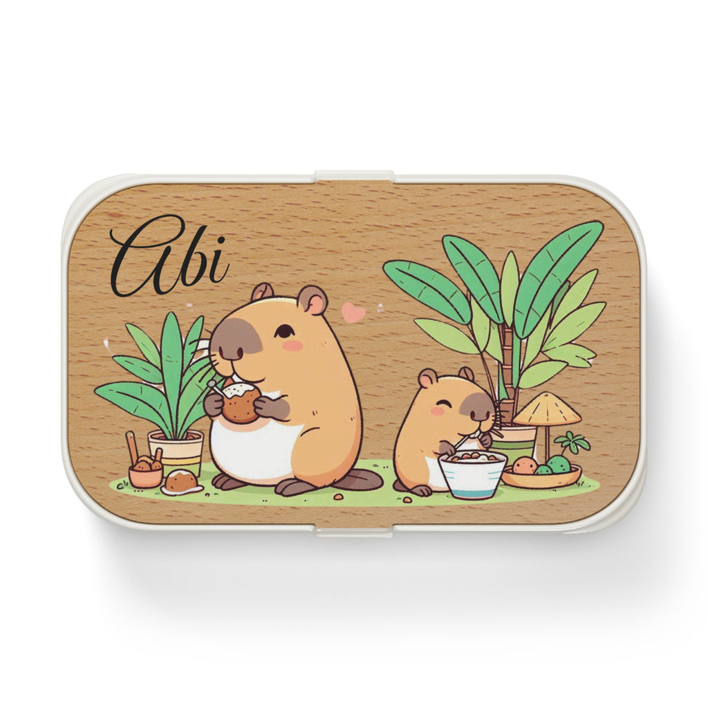 Cute Personalized Capybara Bento box for coworker - Custom Name Rodent Lunch Box Gift for Kids and Adults