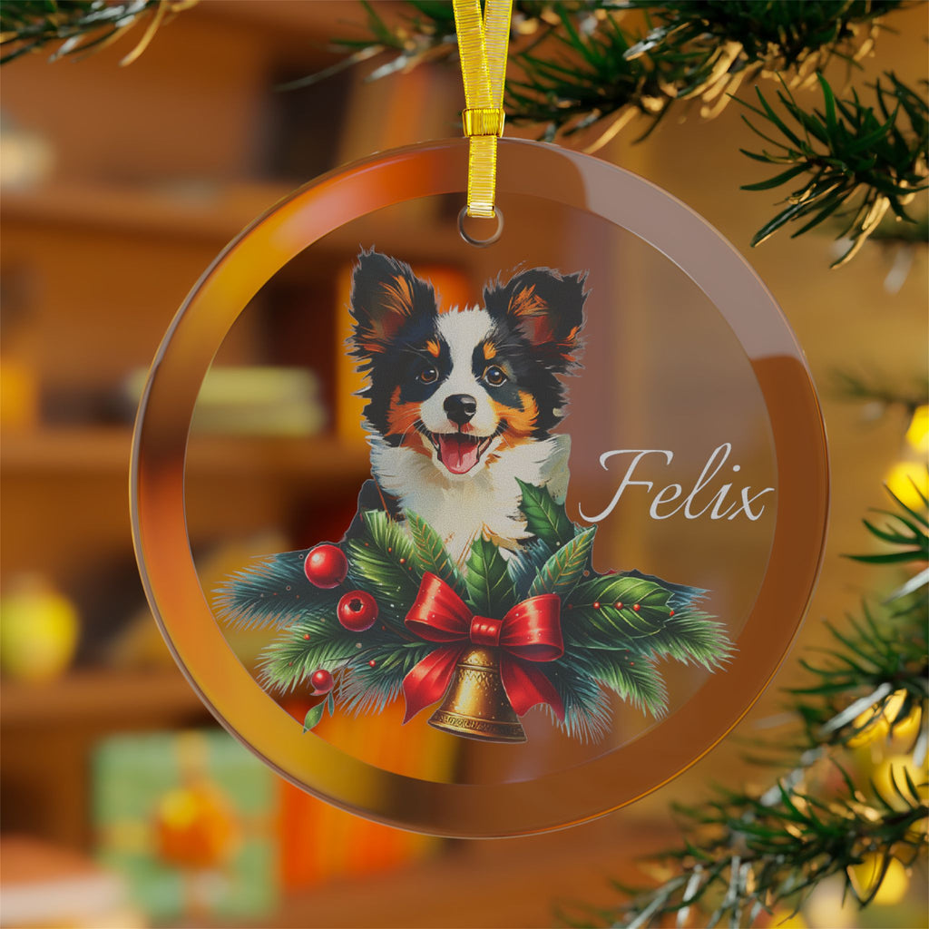 Border Collie Glass Ornament - Personalized Christmas Decor for Dog Lovers, Custom Pet Gift, Memorial Keepsake, Collie Tree Decoration,
