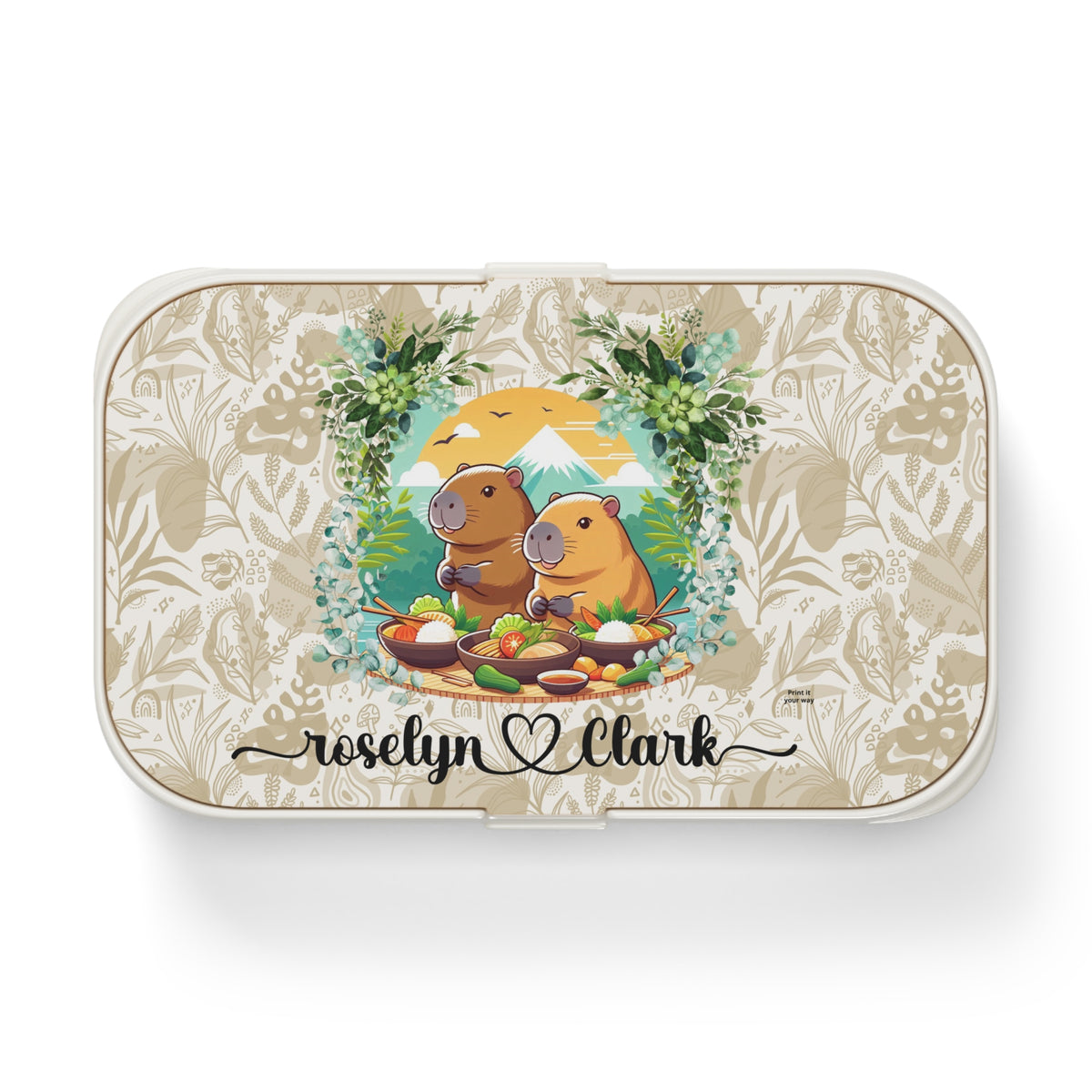Personalized Couple Capybara Bento Lunch Box With Name