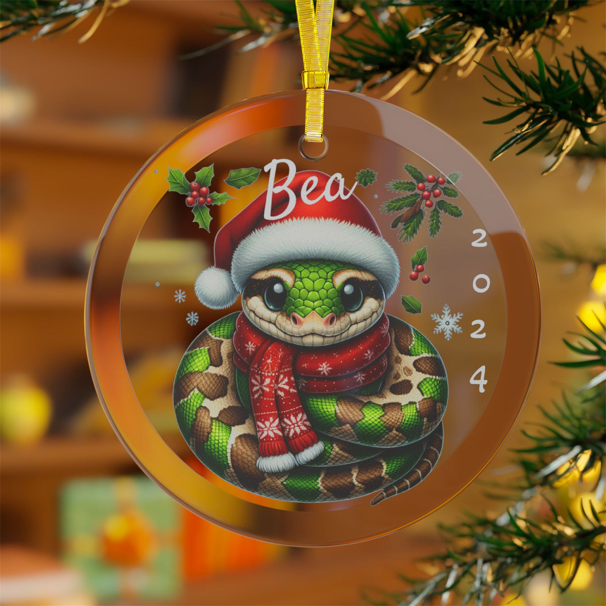 Customizable Snake Christmas Ornaments Reptile Lover Gift Herpetologist Decoration Holiday Tree Decor, Unique Snake