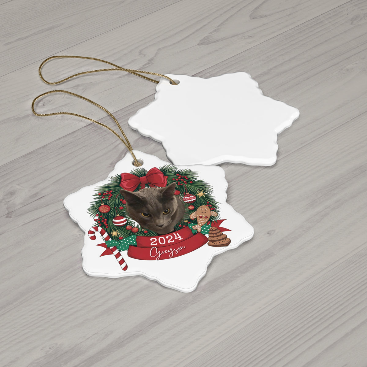 Custom Cat Photo Portrait Ornament Gift for kitten Lover