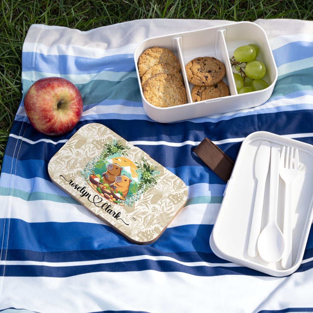 Personalized Couple Capybara Bento Lunch Box With Name