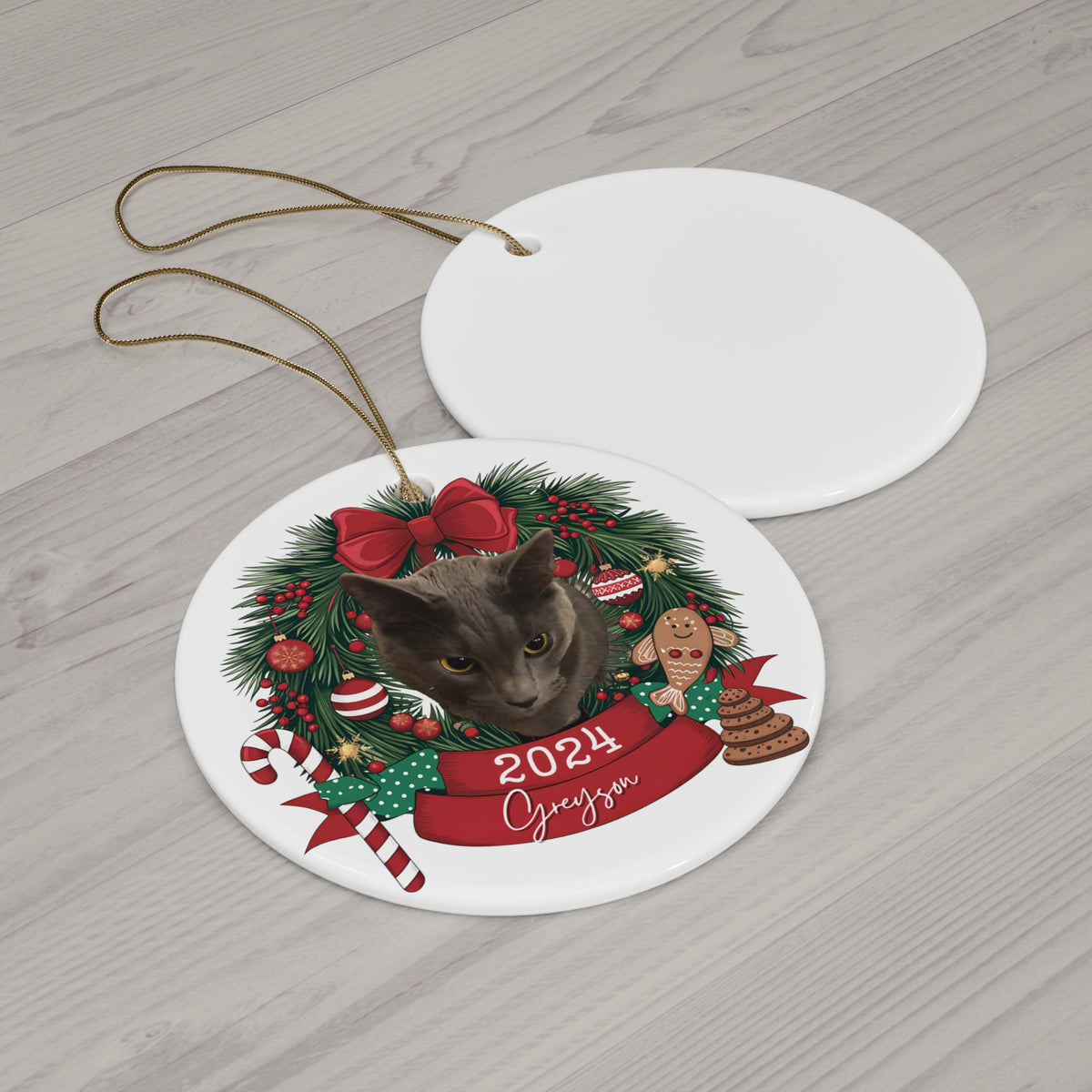 Custom Cat Photo Portrait Ornament Gift for kitten Lover