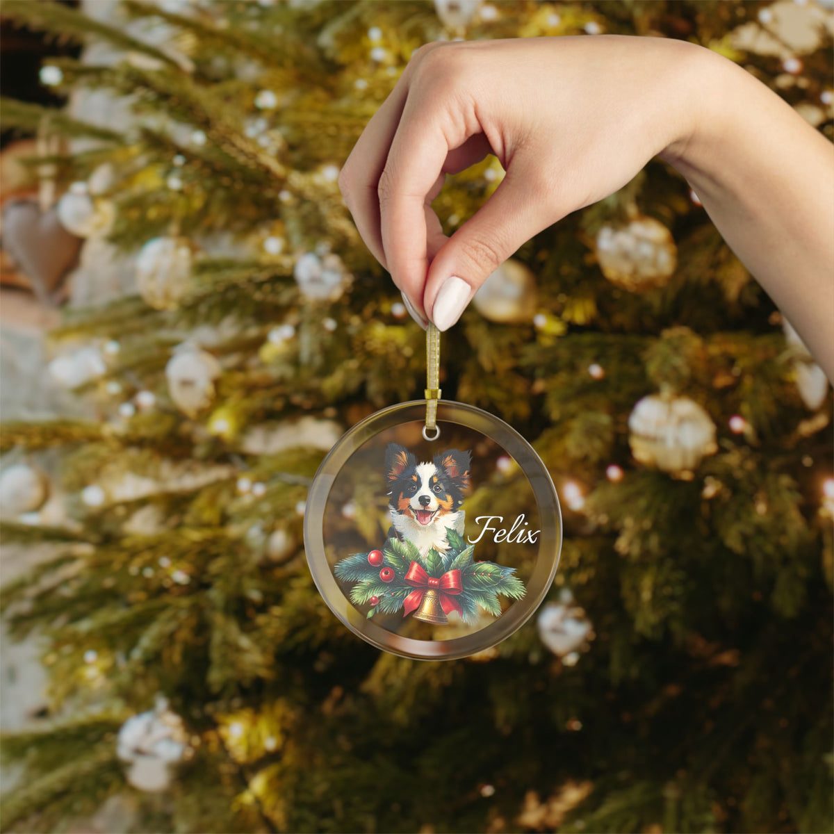 Border Collie Glass Ornament - Personalized Christmas Decor for Dog Lovers, Custom Pet Gift, Memorial Keepsake, Collie Tree Decoration,