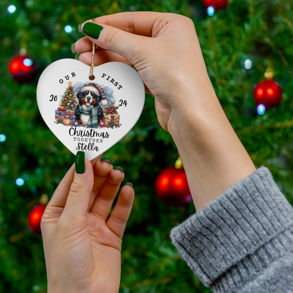 Custom Bernese Mountain Dog Mom Christmas Ornament Gift