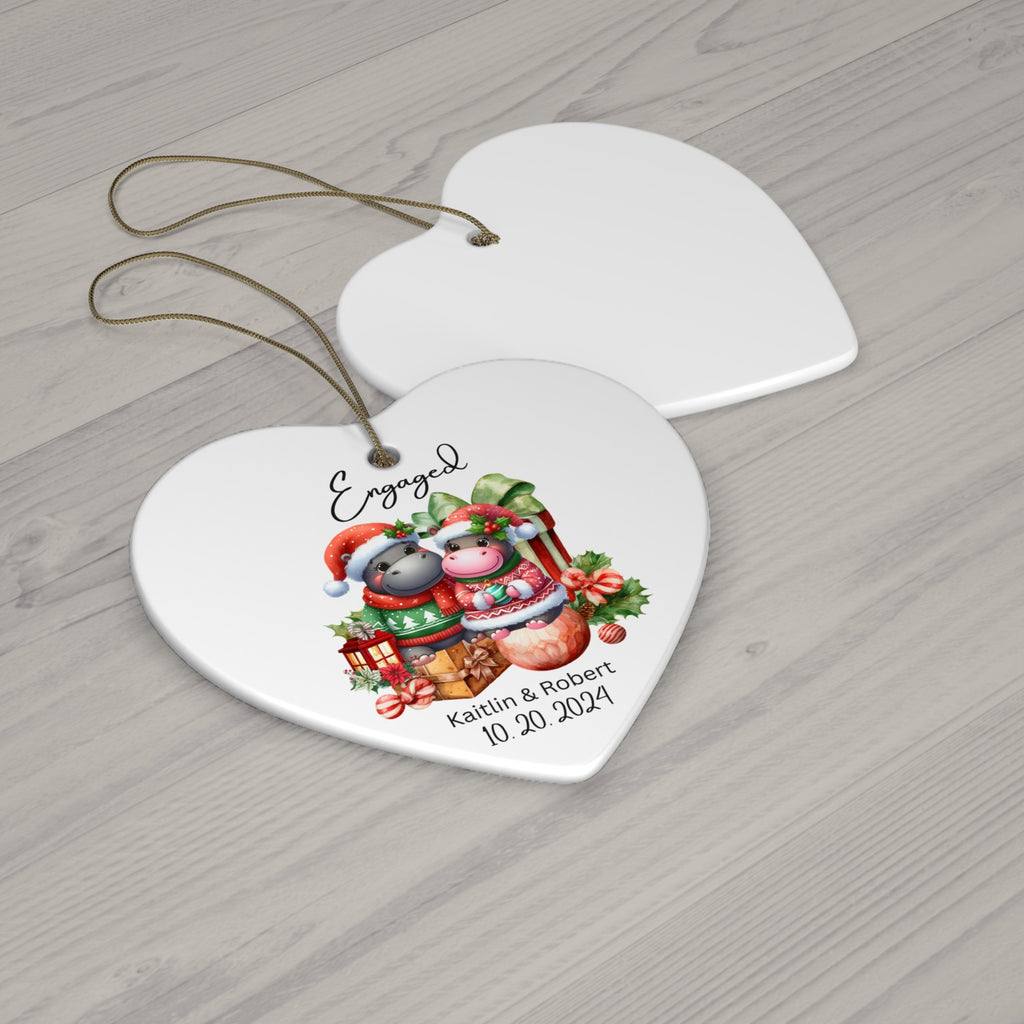 Custom Hippopotamus Couple Ornament — Personalized couple Christmas Keepsake gift