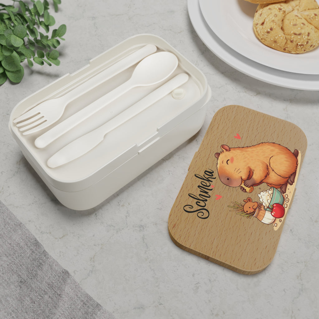 Personalized Wooden-Style Kids Lunchbox- Custom Name Bento Box Gift For Coworker
