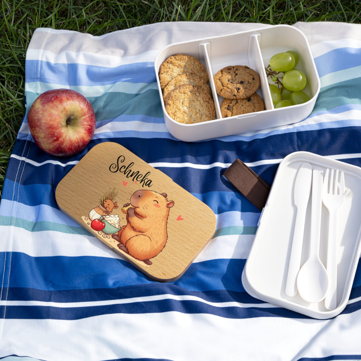 Personalized Wooden-Style Kids Lunchbox- Custom Name Bento Box Gift For Coworker