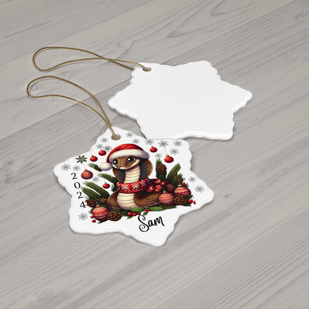 Personalized Name Snake Mom Dad Christmas Ornament Custom Reptile Gifts for Zoologist Anaconda with Name for Snake Lover Holiday Decoration