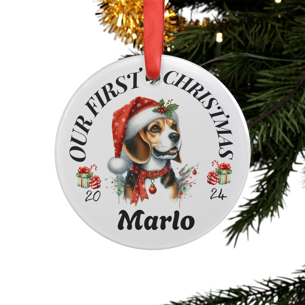 Custom Beagle Dog mom Christmas Ornament 2024 for Dog Lover Personalized Beagle Dog Family Gift Ornament Dog Memorial Gift, Pet Loss