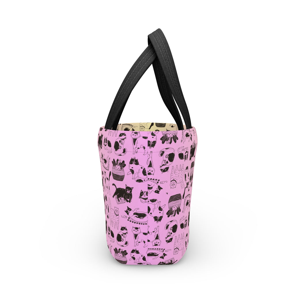 Cat Pattern Lunch Bag — Pastel Gradient Cute Kitty Tote for School & Work