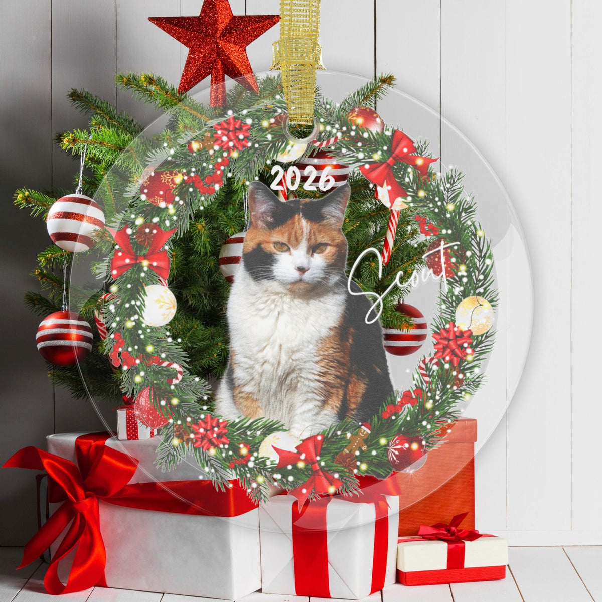Personalized Calico Cat Christmas Ornament 2026- Calico Lover Gifts For Pet Christmas Decor