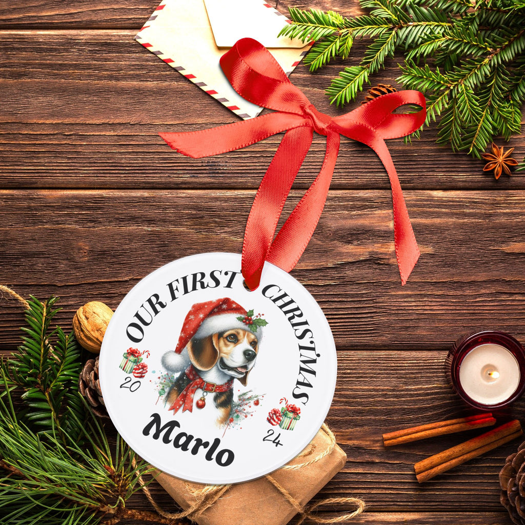 Custom Beagle Dog mom Christmas Ornament 2024 for Dog Lover Personalized Beagle Dog Family Gift Ornament Dog Memorial Gift, Pet Loss