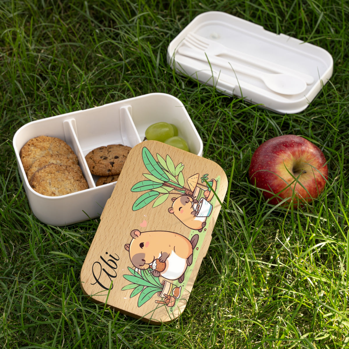 Cute Personalized Capybara Bento box for coworker - Custom Name Rodent Lunch Box Gift for Kids and Adults